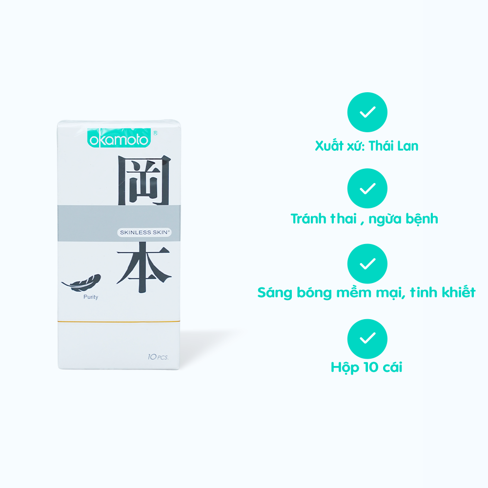 Bao cao su Okamoto Skinless Skin Purity (10 cái/hộp)