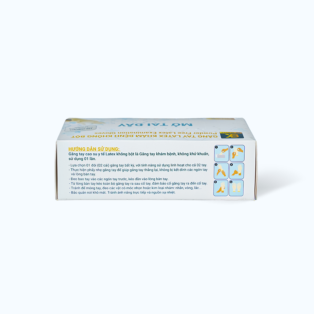 Găng tay cao su y tế không bột Polymer Latex Asap Powder Free Examination Gloves dễ đeo, có độ dai và bền Size S