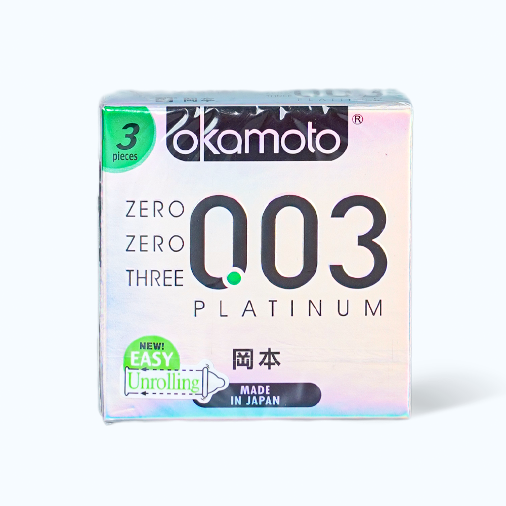 Bao cao su Okamoto 0.03 Platinum (3 cái/hộp)