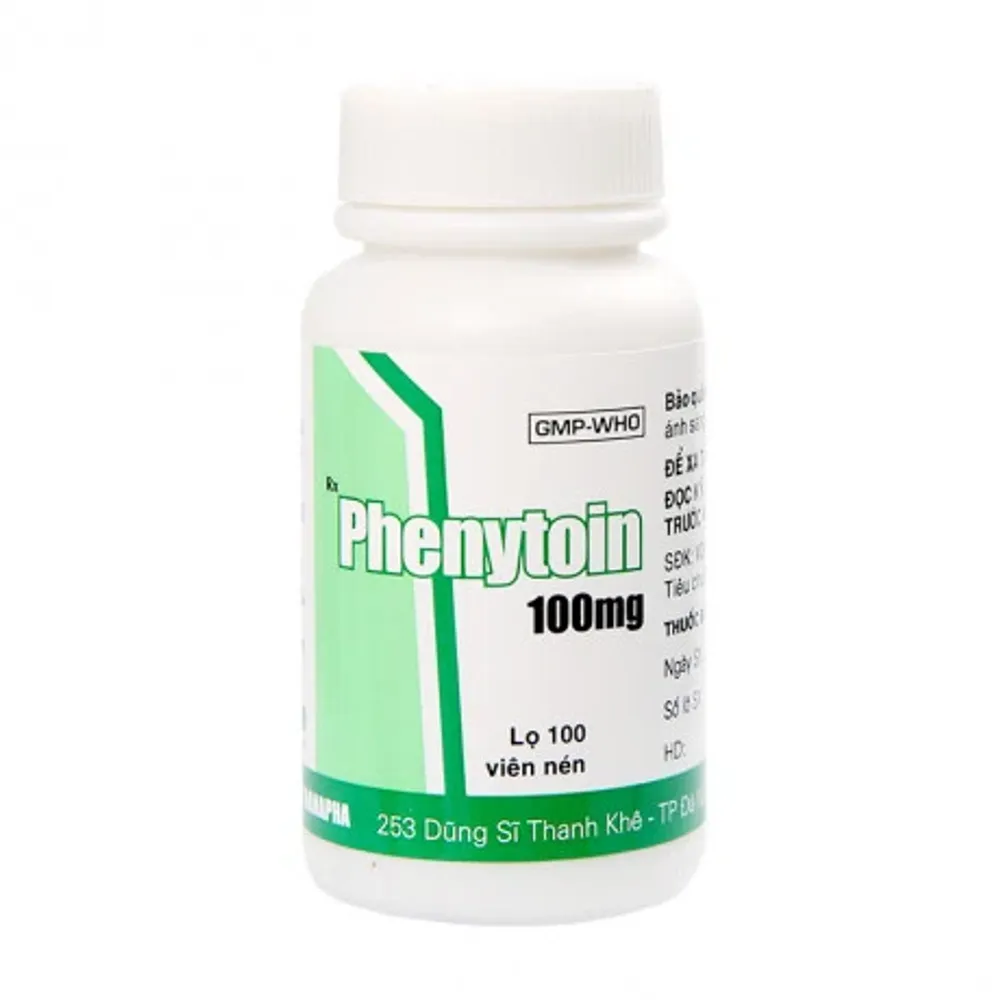 Viên nén Phenytoin 100mg DANAPHA điều trị động kinh (chai 100 viên)