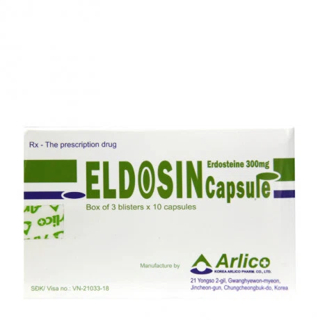 Viên nang Eldosin 300mg làm loãng đờm trong bệnh hô hấp cấp và mạn tính (3 vỉ x 10 viên)